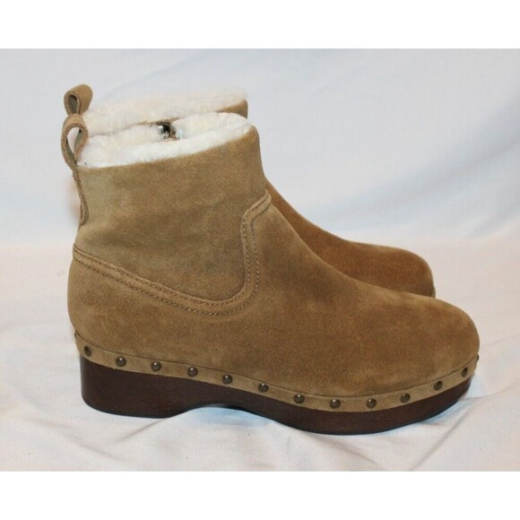 Madewell Women 5.5 Marceline Clog Boots Shearling Brown Suede Leather NEW! $258‎ - Picture 1 of 11